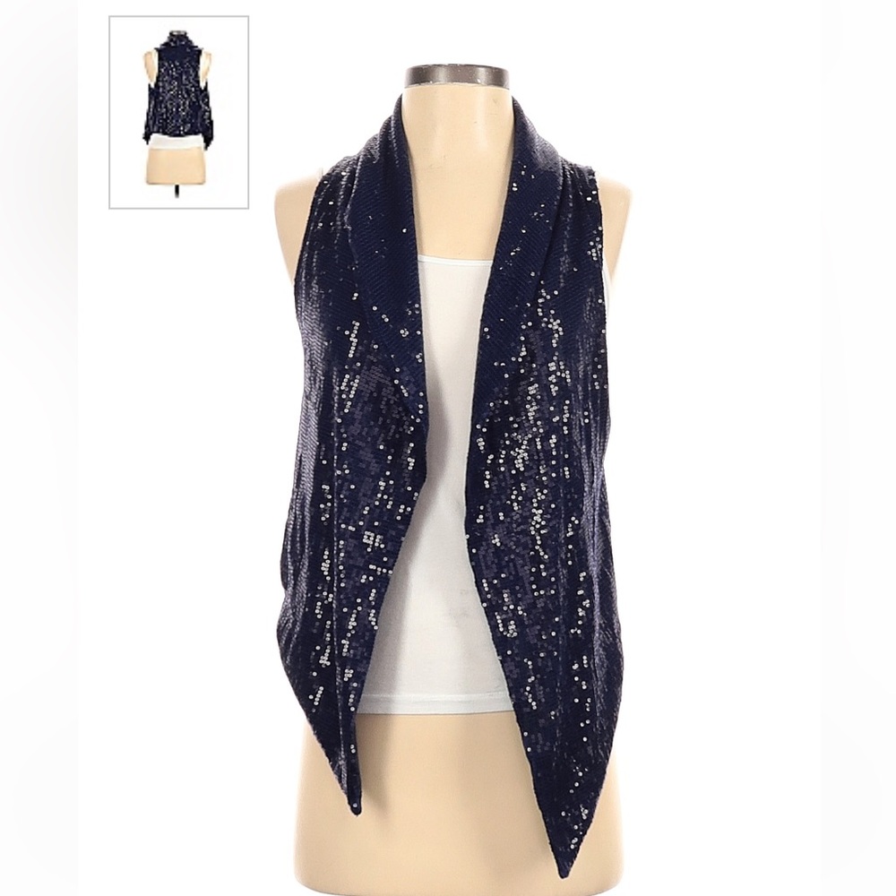 H&M Blue sequin cardigan or vest size small
